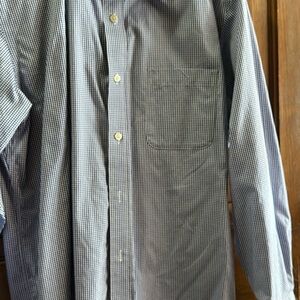 Lands' End Men's Blue Checkered Button Down Shirt